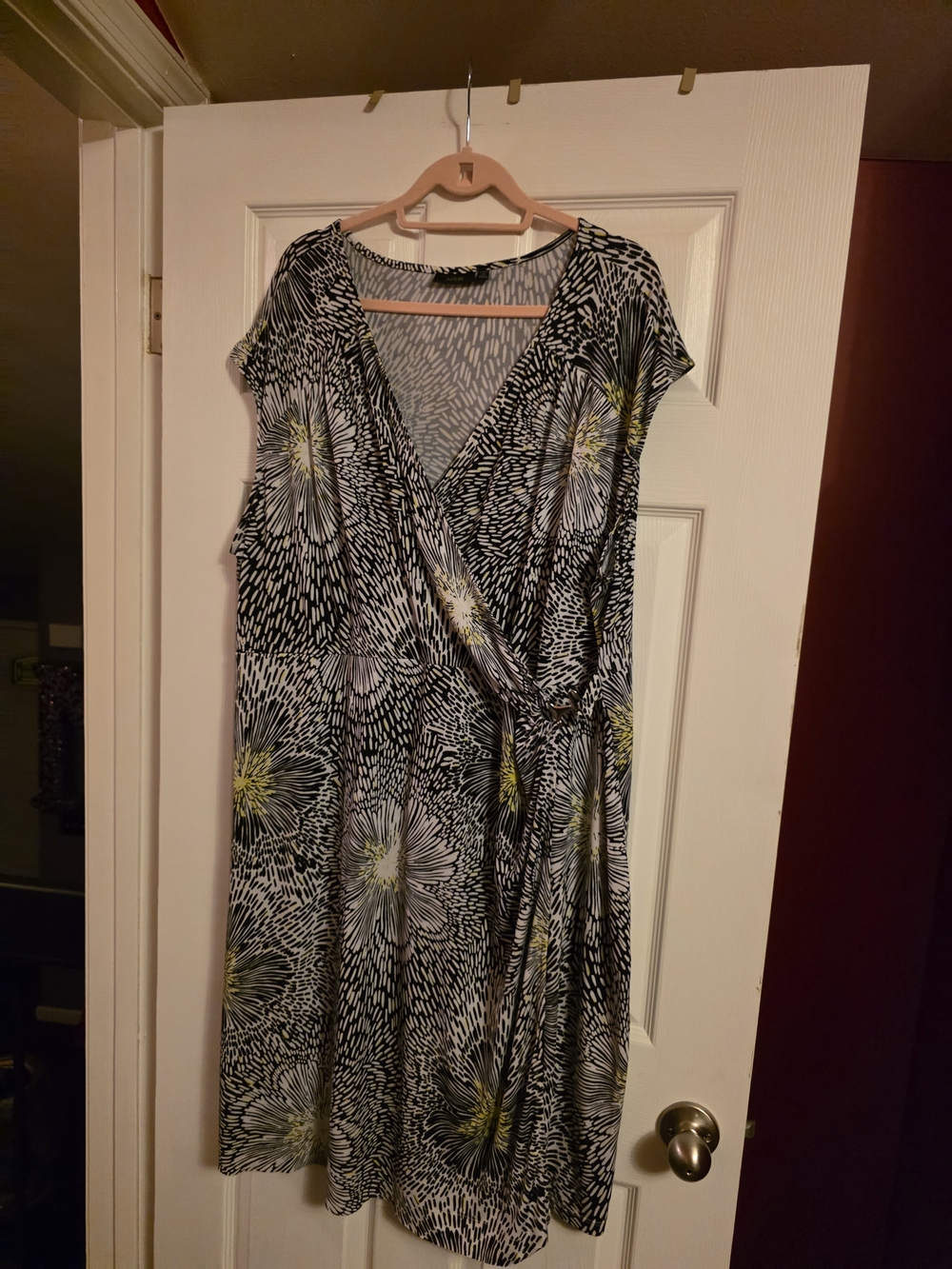 Apt. 9 Black Floral Wrap Midi Dress with Yellow Accents